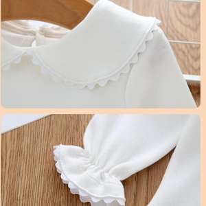 Camiseta Blanca Lisa para Niñas, Modelo PHB 50354, con Cuello Peter Pan - Product Image 2