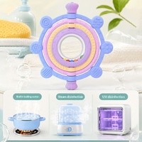 Jouet de confort éducatif pliable en silicone de qualité alimentaire, hochet à agripper, hochet à mâcher pour bébés de 0 à 24 mois