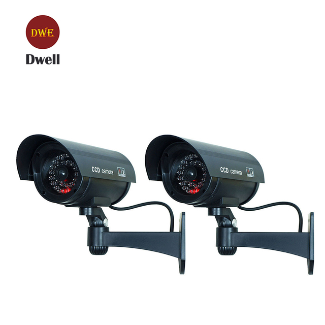 Dummy Security Camera with Night Vision LED Light Realistic Look for Indoor Outdoor Use
