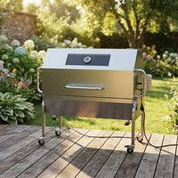 Grill à rôtisserie au gaz commercial en acier inoxydable sur roues avec fenêtre en verre pour la restauration