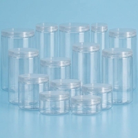 Bocaux de conservation alimentaire en plastique PET transparent de qualité alimentaire avec couvercles, 100 ml, 200 ml, 250 ml, 350 ml, 500 ml, 1000 ml
