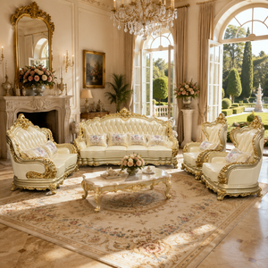 Sofá de cuero de dos plazas estilo europeo con respaldo capitoné y brazos con volutas para sala de estar - Product Image 4