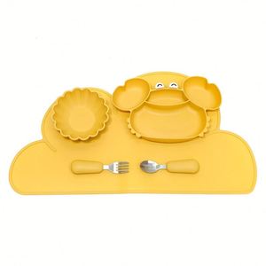 Juego de 5 Platos de Silicona con Diseño de Nube para Niños, Plato con Succión Manual, Cuchara de Dibujos Animados, Vajilla para la Hora de Comer del Bebé - Product Image 2