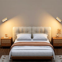 Lampe murale LED intelligente à 360 degrés de style moderne, rechargeable, à commande tactile, en bois, magnétique et rotative, pour lecture au lit et usage domestique