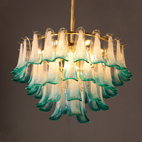 Lustre rétro français en cuivre massif avec verre artisanal, éclairage décoratif pour villa, escalier de duplex, salle à manger et chambre à coucher américaines