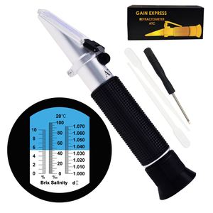 เครื่องวัดความหวานแบบสามสเกล 0-10% พร้อมระบบ ATC วัดความเค็ม 0-100PPT/ ความถ่วงจำเพาะ 1.000-1.070 สำหรับน้ำเค็ม น้ำกร่อย และน้ำทะเล รุ่น REBS-10ATC - Product Image 1
