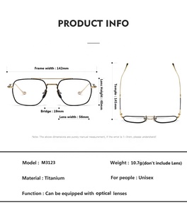 Montura de gafas de titanio puro 2024 para hombre, monturas de gafas de piloto cuadradas <span class=keywords><strong>Retro</strong></span> Vintage, gafas completas para hombre - Product Image 6