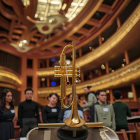 Professional Model Sanded Gold Plated Yellow Brass BB Trumpet with Imported Saturn Water Key