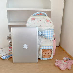 High-appearance fashionable cute plaid bowknot <b>backpack</b> for large capacity <b>backpack</b> - Product Image 4
