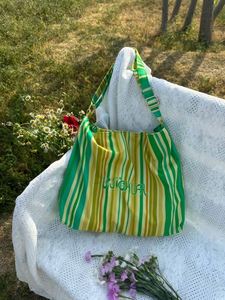 Sacs fourre-tout ethniques en coton rayé, grande capacité, sac de shopping, sac à main élégant et portable pour femme, sac à bandoulière de voyage - Product Image 2