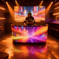 Écran LED portable incurvé pour cabine DJ, 4K HDR, taux de rafraîchissement élevé, raccordement sans soudure, façade DJ, table LED, flight case intégré, CMS intégré