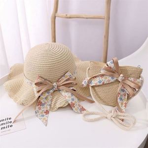 Chapeau de soleil d'été pour enfants, ensemble sac et chapeau de paille pliable pour filles, idéal pour la plage - Product Image 4