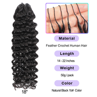 Extensions de cheveux humains bouclés pré-bouclées, type plumes, à crocheter, invisibles, bouclés birmanes, avec nœuds miracle, en cheveux vierges