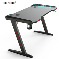 Bureau de jeu LED RGB en forme de Z avec surface en mélamine de haute qualité Wquantum, porte-gobelet et crochet pour casque, modèle Z8 Guangdong