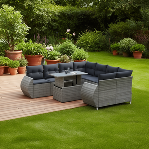 Ensemble de canapés de jardin en rotin PE 6 places avec accoudoirs réglables, mobilier d'extérieur au design contemporain, gris - Product Image 2