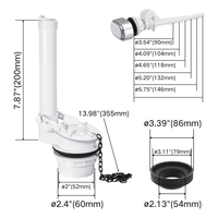 Kit de réparation moderne pour réservoir de toilettes à montage latéral - Comprend la vanne de remplissage, la vanne de chasse, le bouton de chasse double, l'anneau d'étanchéité, installation facile, garantie 3 ans
