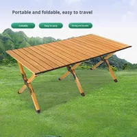 Table pliante de camping en plein air en acier au carbone, table à roulettes, barbecue portable, pique-nique, fête, repas, table en forme de X, style de vie, loisirs