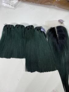 ช่อผมด้านหน้าแบบมีลูกไม้ผมมนุษย์สองชั้นเรียงเหมือนผมมนุษย์ผมตรงทรงกระดูกเวียดนามสีเขียว - Product Image 2