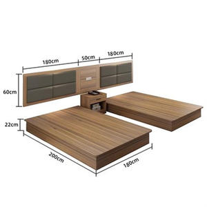 ชุดห้องนอนโรงแรมแพลตฟอร์มเตียงแพลตฟอร์มแบบเตียงคู่ขนาดคิงไซส์ฐานเตียงไม้ราคาถูกพร้อมหัวเตียงและโต๊ะข้างเตียง - Product Image 3