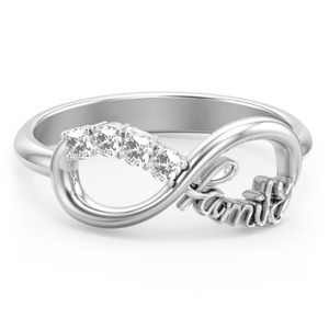 Anello con Lettera Familiare a Cuore Infinito per Donne, Design Scintillante con Incastonature, Gioiello di Moda per Uso Quotidiano - Product Image 4