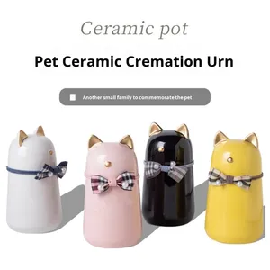 Urna de cerámica moderna para cenizas de gato, contenedor para mascotas de cremación conmemorativa ecológico a prueba de humedad sellado - Product Image 2
