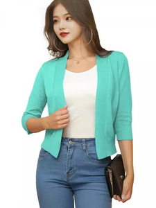 Maglione da donna in misto cotone con scollo rotondo, <span class=keywords><strong>maniche</strong></span> a <span class=keywords><strong>3</strong></span>/<span class=keywords><strong>4</strong></span>, tinta unita, lavorato a <span class=keywords><strong>maglia</strong></span>, leggero e traspirante - Product Image 4