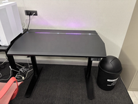 Bureau assis-debout électrique à LED avec porte-gobelet extensible, double moteur, double colonne, plateau en bois massif, cadre de bureau à hauteur réglable