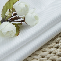 Tissu Jacquard Rayé 100% Coton Peigné 80s/2 Haute Densité Respirant Finition à l'Ammoniaque Liquide Entretien Facile Blanc Professionnel