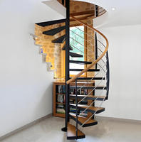 Escalier en spirale en fer forgé avec garde-corps en verre, haute résistance, antirouille, en acier galvanisé, escaliers préfabriqués pour intérieur et extérieur