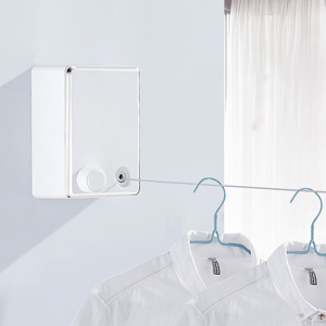 Nail-free Adjustable Laundry Clothes Line With Abs Plastic Coated Wire Rope Portable Retractable Clothesline Rope