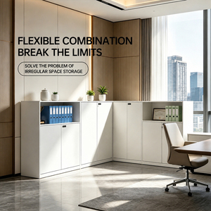 Modern White Modular Steel Adjustable Storage Cabinet <b>Corner</b> <b>Unit</b> Flexible Combination Office Furniture Customizable Size - Product Image 1