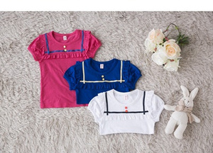 T-shirt décontracté à manches courtes froncées pour filles, dernier design, vente en gros, provenant d'un fournisseur chinois - Product Image 5