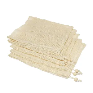 Venda quente Eco Friendly algodão reutilizável malha produzir saco eco amigável fruta vegetal malha de algodão