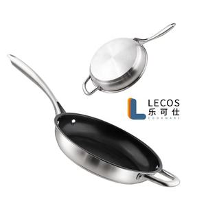 Poêles à frire LECOS en gros pour muffins et crêpes, en acier inoxydable antiadhésif, compatibles induction, avec poignées anti-chaleur, en vrac - Product Image 1