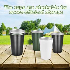Rts 12 cái màu đen biểu tượng tùy chỉnh <span class=keywords><strong>450ml</strong></span> bức tường duy nhất thép không gỉ bột tráng bia cốc cà phê di động uống ly - Product Image 4