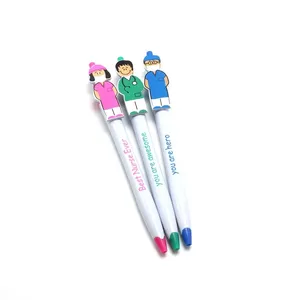 Simple Cartoon Shape Nurse Doctor <b>Plastic</b> Pen Custom Campaign Promotion Pen Can Hold <b>Pocket</b> Pen - Product Image 4