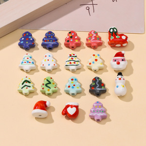 Perles de noël en céramique de formes variées, pour la fabrication de bracelets, ornements à faire soi-même, arbres de noël, bonhommes de neige, accessoires de bijoux - Product Image 3