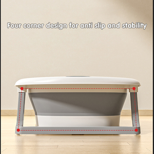 <span class=keywords><strong>Baignoire</strong></span> <span class=keywords><strong>pliable</strong></span> en plastique pour nouveau-né, gain de place, avec pieds de support et boucle de suspension, idéale pour le rangement dans la salle de bain - Product Image 4