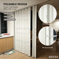Porte coulissante pliante professionnelle en PVC imperméable pour salle de bain, salon, bureau, usage extérieur - Porte accordéon