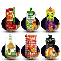 Pochette souple à fond plat avec bec verseur, personnalisable avec logo, en PE/PET, 50 ml, 100 ml, pour l'emballage de liquides (aliments pour bébés, smoothies, jus, recharges)