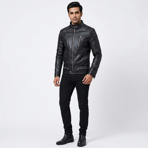 Chaqueta Varsity de Cuero Transpirable con Cuello Alto y Logotipo Frontal para Hombre, Colección Otoño 2026 Finer Threads, Nueva Moda Clásica, Superventas - Product Image 1