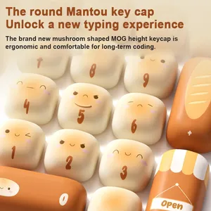 คีย์บอร์ดลายขนมปังนึ่งน่ารัก <span class=keywords><strong>mog</strong></span> คีย์138 keycap การ์ตูนกำหนดเองความร้อนซับลิเมชันสำหรับคีย์บอร์ดของขวัญ - Product Image 3