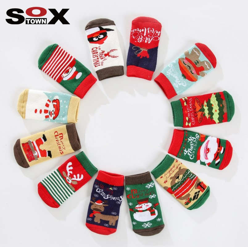 Махровый зимний теплый комплект SOXTOWN, распродажа, красочные детские носки с подарком, вязаные зимние детские пушистые рождественские носки для детей