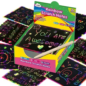 125 Magic Scratch Note Off Paper Pads Cards Rainbow Scratch Mini Art Notes