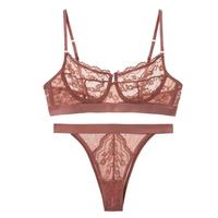 Pabrik Grosir Eropa dan Amerika Serikat Set Lingerie Seksi Bordir Jala Renda dengan Tali Pengikat