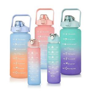 Botella de Agua Deportiva de 1L, Libre de BPA, con Marcador de Tiempo, Botella de Agua Motivacional de Plástico Grande para Actividades al Aire Libre - Product Image 1