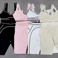 Ensemble de yoga 2 pièces en coton pour femme, avec logo personnalisé, leggings taille haute effet push-up et brassière de sport, vêtements de sport et de yoga, OEM