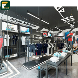 ร้านเสื้อผ้าบูติกพรีเมียมร่วมสมัย ตู้ติดผนังแบบราง ชั้นวางสินค้า เคาน์เตอร์คิดเงิน - Product Image 1