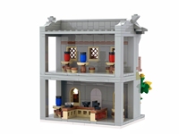 Kit de construction de jouets DIY personnalisé : Magasin d'architecture, vue sur la rue, café, salon de thé, maison, briques modernes en plastique unisexe