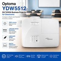 Projecteur professionnel Optoma YDW5512 DLP 720P pour l'éducation, 3800 lumens avec source de lumière par lampe et durée de vie de la lampe de 12 000 heures